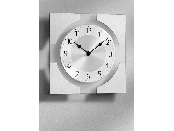 Wanduhr aus Glas mit Funkuhrwerk, Silber