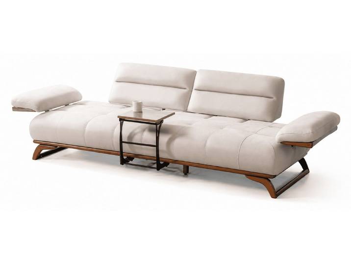 Xlmoebel Sofa Modernes 3-Sitzer Sofa in Weiß mit bequemen Kissen und Regal, 1 Teile, Made in Europa