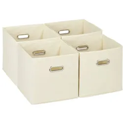 Relaxdays Aufbewahrungsbox im 4er Set Beige,Silber