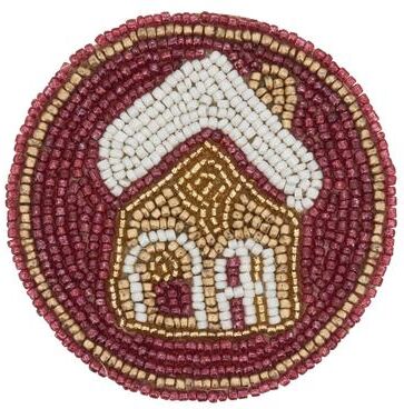 Saro Holiday Beaded House Coasters, Set of 4 - Embellished Drink Coasters for Seasonal Entertaining
