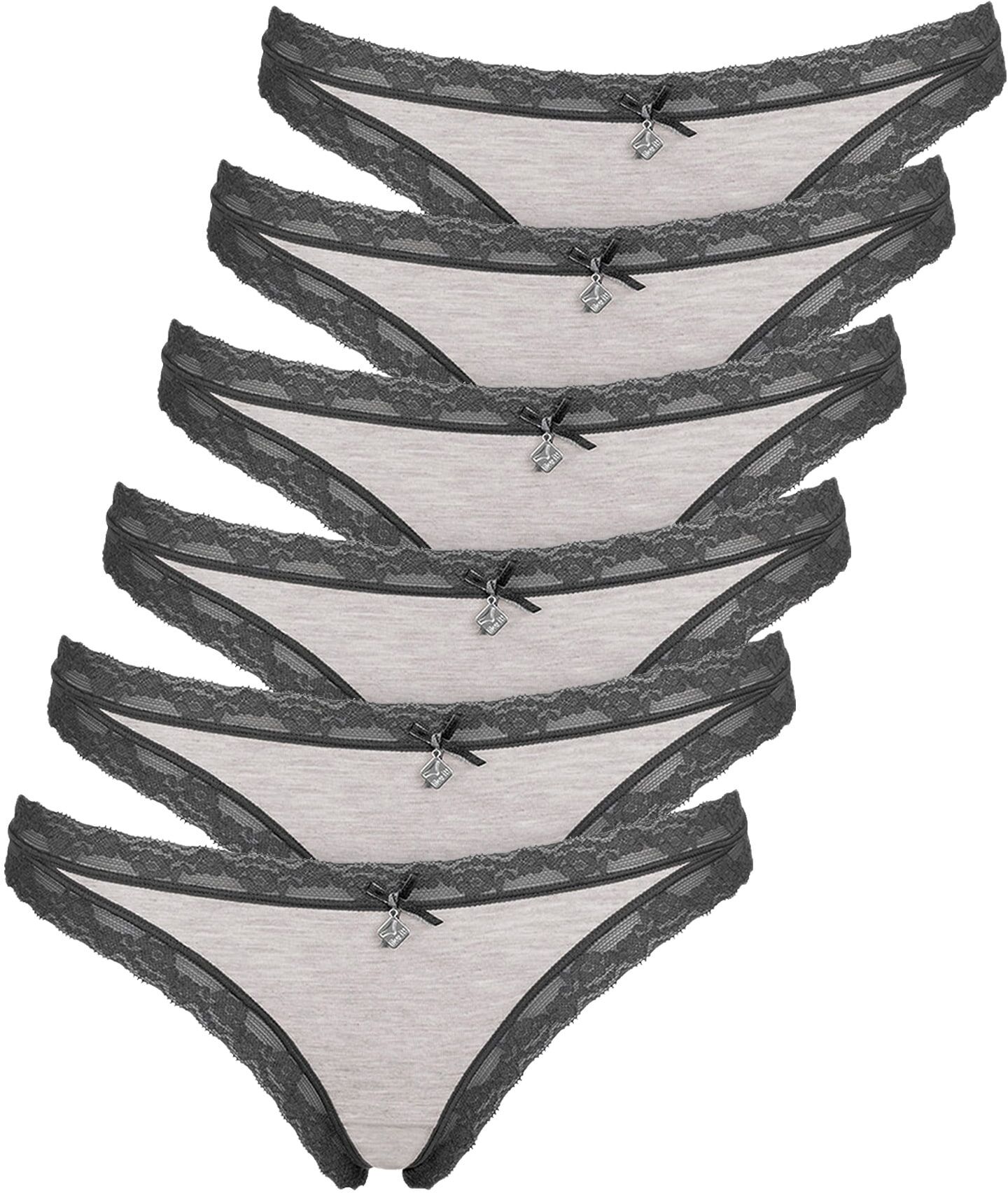 Like It! String LIKE IT "6er Pack Damen String Kim", Damen, Gr. S, grau (anthrazit), Obermaterial: 95% Modal CMD. 5% Elasthan EL., Unterhosen String