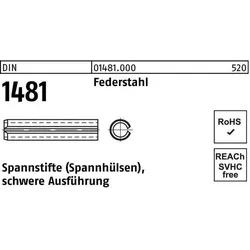 Nieten, Spannstift DIN 1481 9 x 50 Federstahl schwere Ausführung DIN 1481