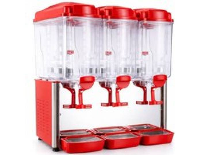 Distributeur de jus réfrigéré professionnel - 3x18 L (54L) - 8–12°C - Rouge