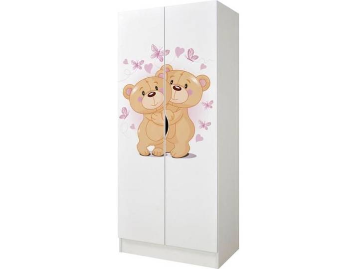 Armoire blanche deux portes 246237P Roma motif Les Oursons d'Amour