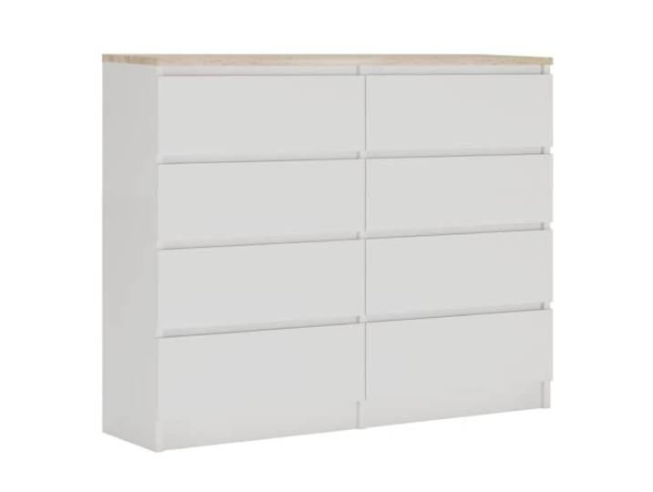 3xE Living Kommode 120 cm, 8 Schubladen, Weiß, 120 x 39 x 102 cm