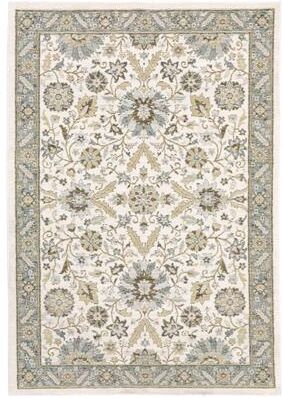 Style Haven Adalynn Vintage Borders Stone Grey/Ivory Traditional Rug