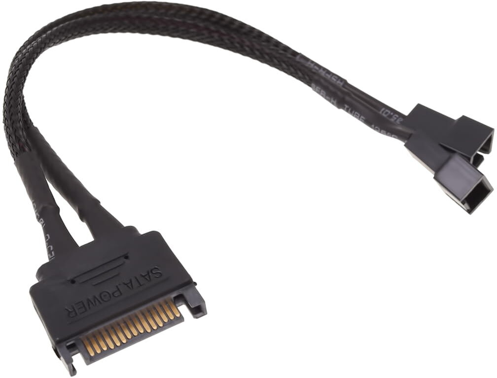 Phobya SATA Strom Y-Kabel intern auf 3Pin 5V und 12V - Schwarz 20cm
