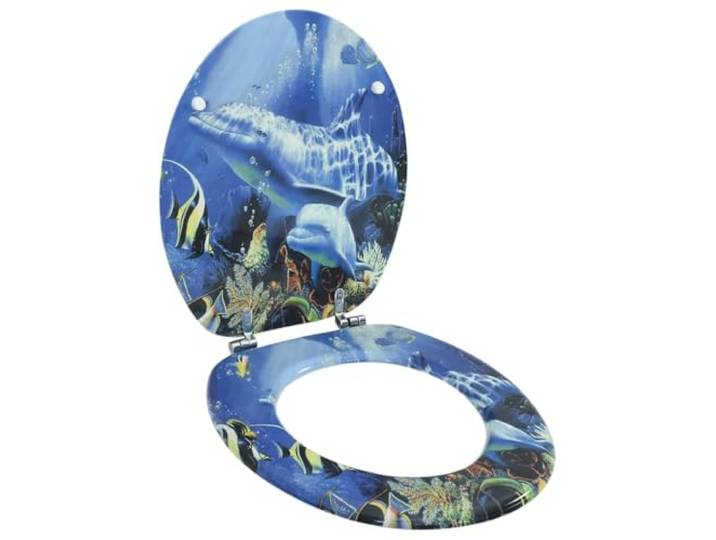 vidaXL Abattant WC en MDF Dauphins Siège Lunette de Toilette Salle de Bain
