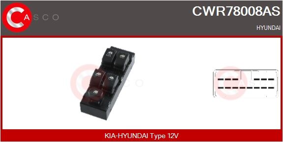 Casco Schalter, Fensterheber Cwr78008as Fahrerseitig Für Hyundai
