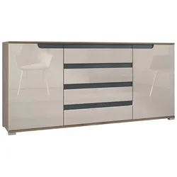 SIDEBOARD Sylt Sandgrau Hochglanz / Anthrazit matt