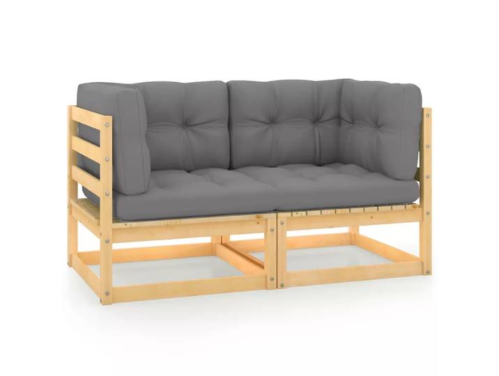 VidaXL - 2-sitzer-sofa kiefernholz, One Size, Grau