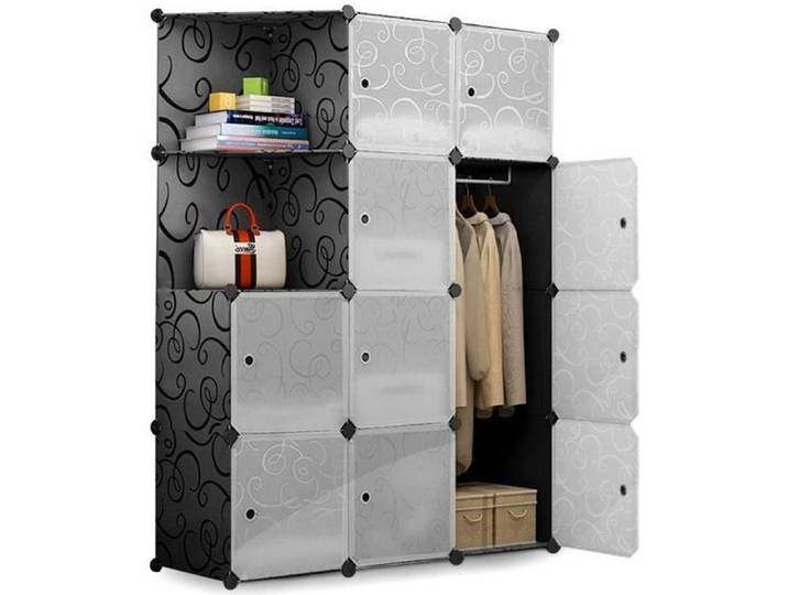 Armoire de Chambre Rangement 10+2 cubes INLIFE Armoire Portable DIY Modulaire en Plastique