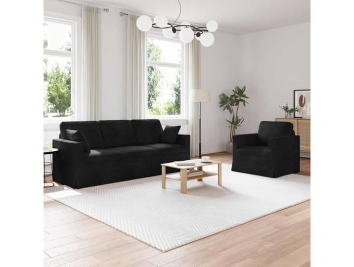 KGHERMDF Sofa Set 2 STK Schwarz Samt Modulares Sofa mit Metallrahmen Samtbezug, Schaumstoffpolster, Metallrahmen, modulare Bauweise, Wohn- und Schlafzimmer geeignet