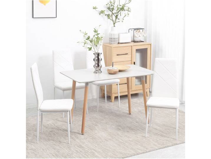 Chaise De Salle A Manger Lot De 4 Blanc Chaise Rembourree FloraGrace Pour Cuisine Et Salle A Manger A Monter 41x50x97cm