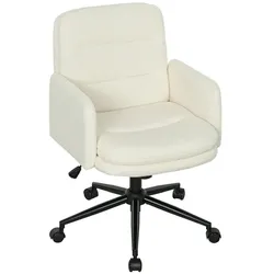 STILVORA Bürostuhl Drehstuhl 65x62x101 cm Cremeweiß mit Kippfunktion höhenverstellbar Armlehnen 5 PU Rollen Stoffbezug 10 cm Polster