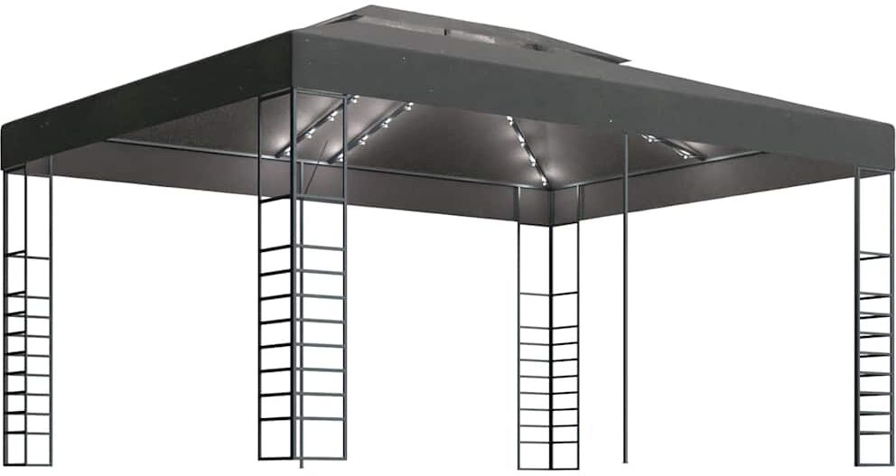 vidaXL Tonnelle avec guirlande lumineuse à LED 3x4 m Anthracite