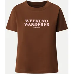 T-Shirt CARLA mit Schriftzug Braun L