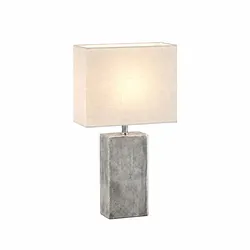 Tischleuchte Tischlampe Schlafzimmerlampe Kabelschalter Silber Stoff weiß H 50cm