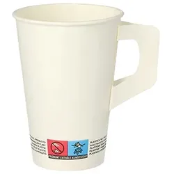 Starpak 80 Trinkbecher mit Henkel, Pappe 0,2 l Ø 7 cm · 9,7 cm weiss
