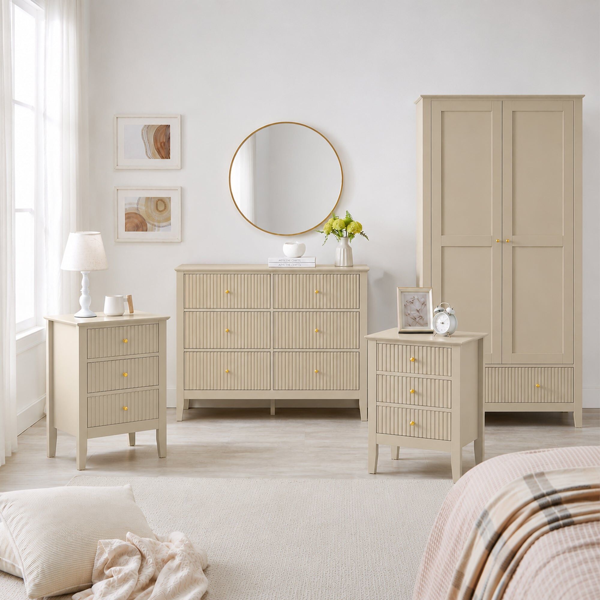 Double Wardrobe, Chest of Drawers & Pair of Bedside Tables - Hales Taupe Range Material: Furniture/Furniture Ranges/Hales Range/Hales Taupe Range