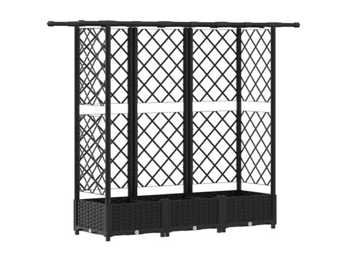 RJPLMFV Hochbett mit Gitter und Dach schwarz 164 x 40 x 121 cm PP Langlebiges Polypropylen, integrierte Drainage, einfache Montage, für Terrasse, Balkon, Garten