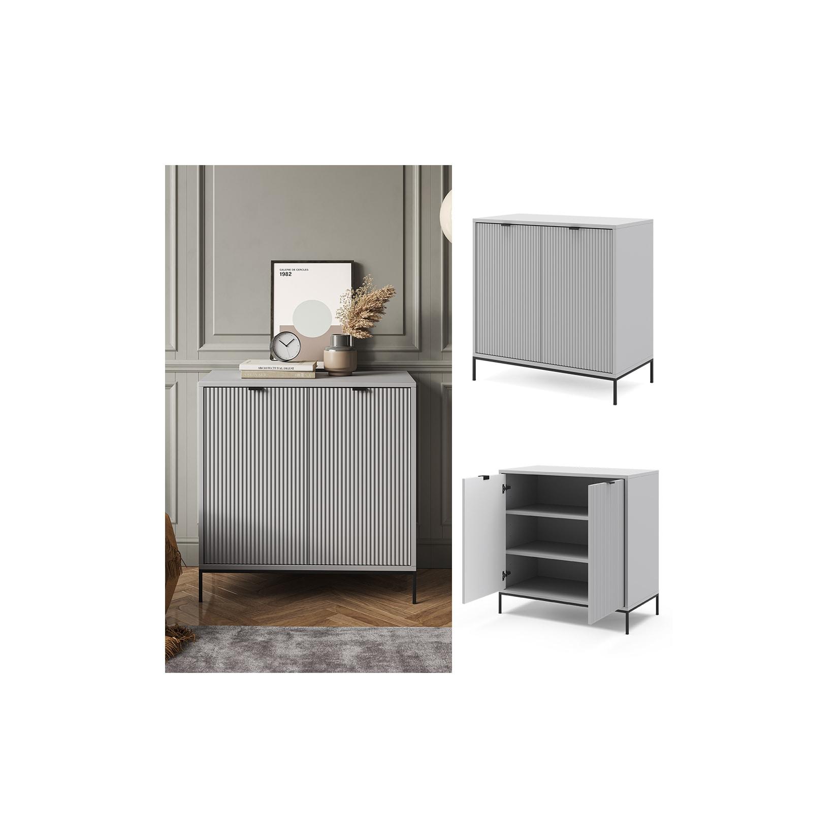 Vicco Kommode Eliza, Grau 80 x 42 cm, mit 2 Türen, Wohnzimmer, Schlafzimmer