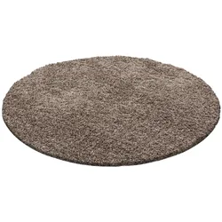 Teppich Hochflor RHEIN in Mokka, einfarbig, Ø 200 cm