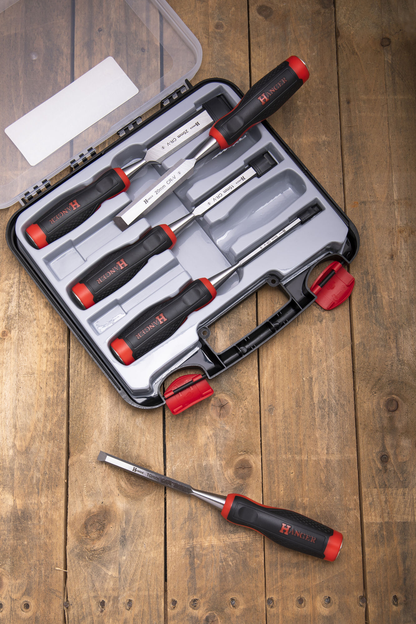 Coffret de 5 ciseaux à bois SPRO à frapper 6 - 10 - 15 - 20 - 25 mm HANGER 110491
