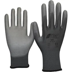 Nitras, Schutzhandschuhe, Nylonhandschuhe, grau, PU-Beschichtung, grau (Farbcode: 1200), teilbeschichtet auf Innenhand (9)
