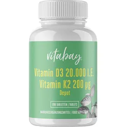 Vitamin D3 Depot 20000 Ie + Vitamin K2 200 Mcg 180 ST