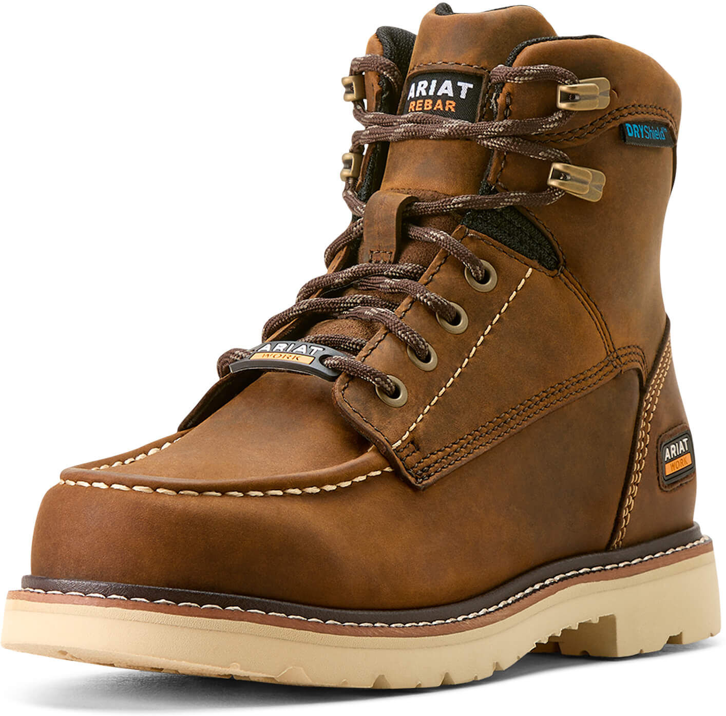 Women's Rebar Lift Waterproof Work Boots in Distressed Brown, Size: 10 C / Wide by Ariat