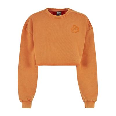 Sweater URBAN CLASSICS "Urban Classics Damen", Damen, Gr. 3XL, vintageorange, 100% Baumwolle, unifarben, Rundhals, Sweatshirts Sweater