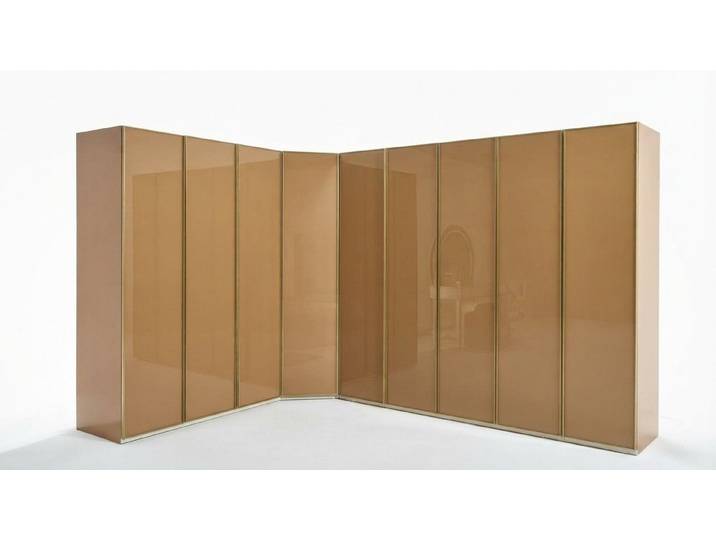 JVmoebel Eckkleiderschrank Hochglanz Eckschrank in Gold mit eleganter Ästhetik Made in Europa