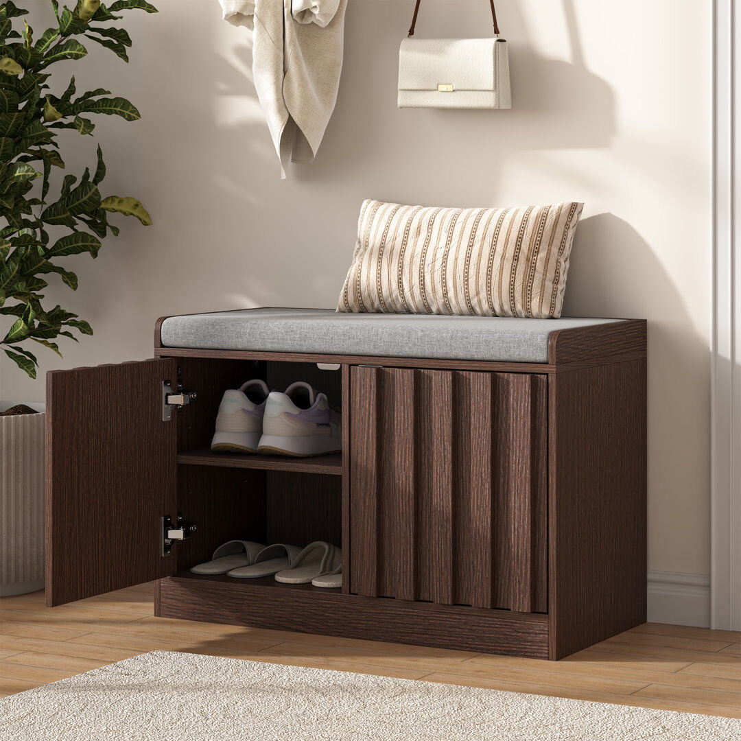 Latitude Run 5 Pair Shoe Storage Bench Brown 5
