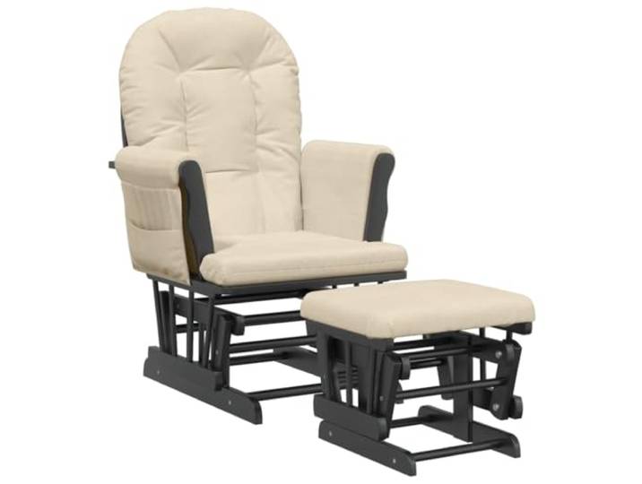 HFXHIJXQ Schaukelsessel mit Hocker Gleitfunktion Relaxstuhl Cremeweiß Komfortabler Stillstuhl mit sanfter Gleitfunktion und Fußhocker für Schlafzimmer sowie Wohnzimmer mit Seitentaschen.