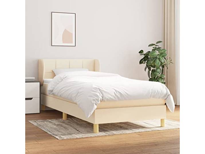 RJPLMFV Lattenrost, Stoff, cremefarben, 90 x 190 cm, mit Taschenfederkernmatratze
