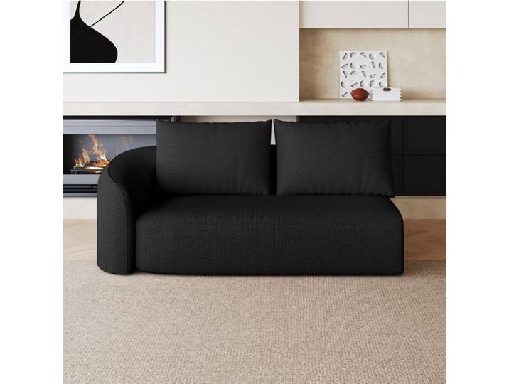 Canapé d'angle gauche modulable 2 places noir en tissu chenille sans montage