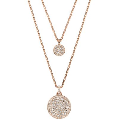 Ketten-Set SWAROVSKI "Sublima Round im Lagenlook", rosa (roségoldfarben, kristallweiß), Halsketten, Damen, Metall, L: 45, mit Swarovski Kristall
