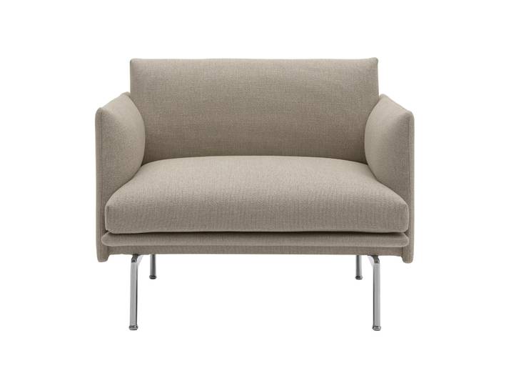 Muuto Outline chair Sessel Stoff Ecriture 240-Polished Aluminum