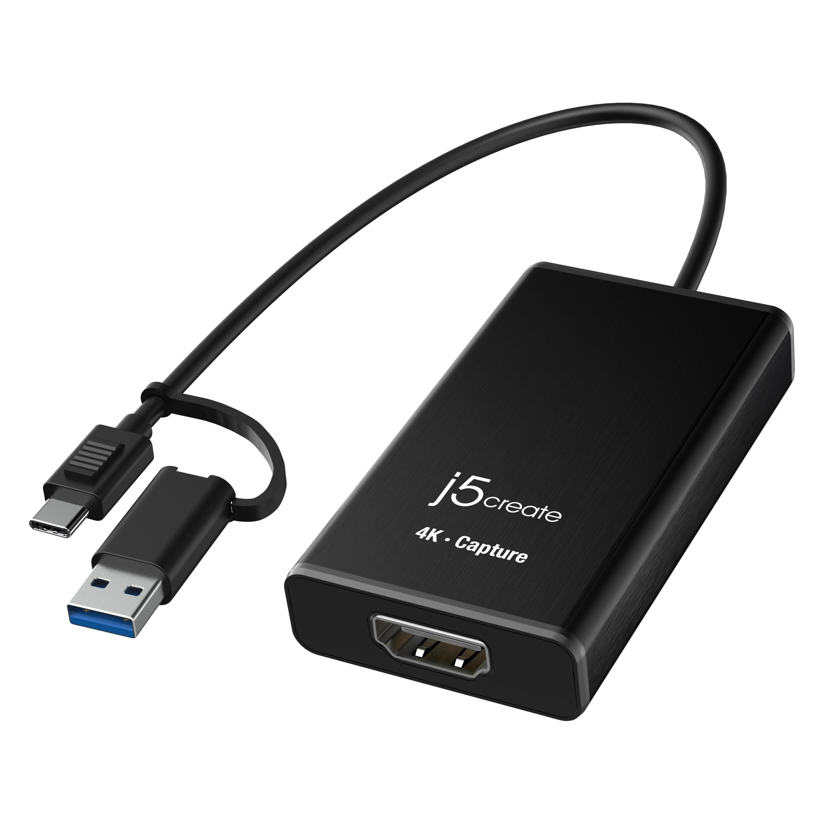 j5Create JVA11-N Adattatore di acquisizione HDMI 4K, Nero, USB 3.2 Gen 1 (3.1 Gen 1), 3840 x 2160 P (Android, Mac, Windows) (JVA11-N)