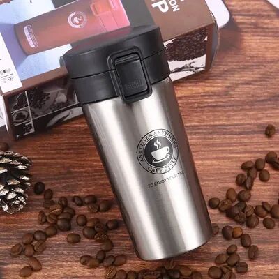 Uplifted Trends Premium Insulated Coffee Mug Stainless Steel Thermos For Travel & Outdoor Use silver