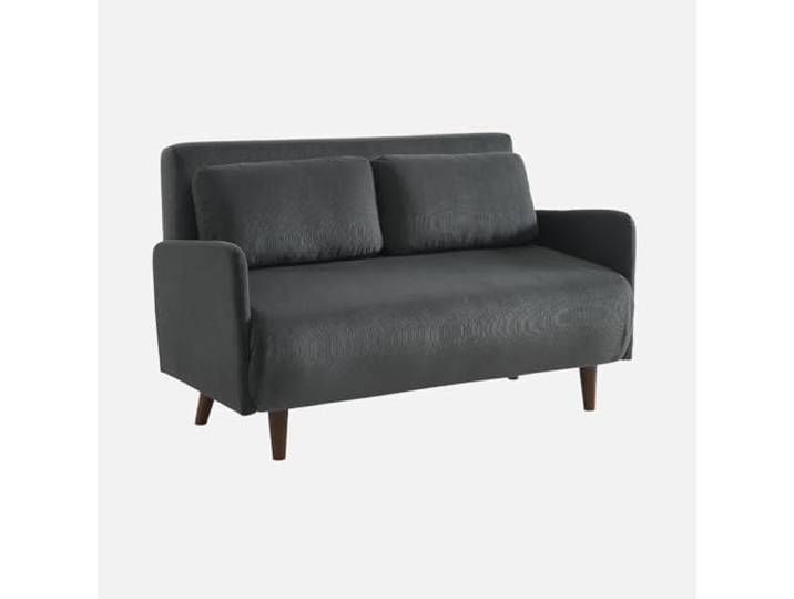 Skandinavisches 2-Sitzer-Sofa mit dunkelgrauem Cordbezug, Schlaffunktion und verstellbarer Rückenlehne - Panam