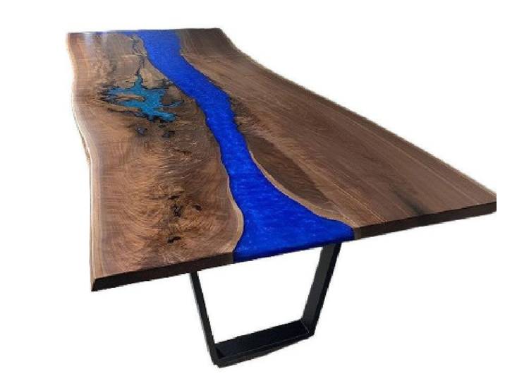 Xlmoebel Esstisch Flusstisch aus Holz mit Epoxidharzbeschichtung in natürlicher Optik (1-St., Esstisch), Hergestellt in Europa