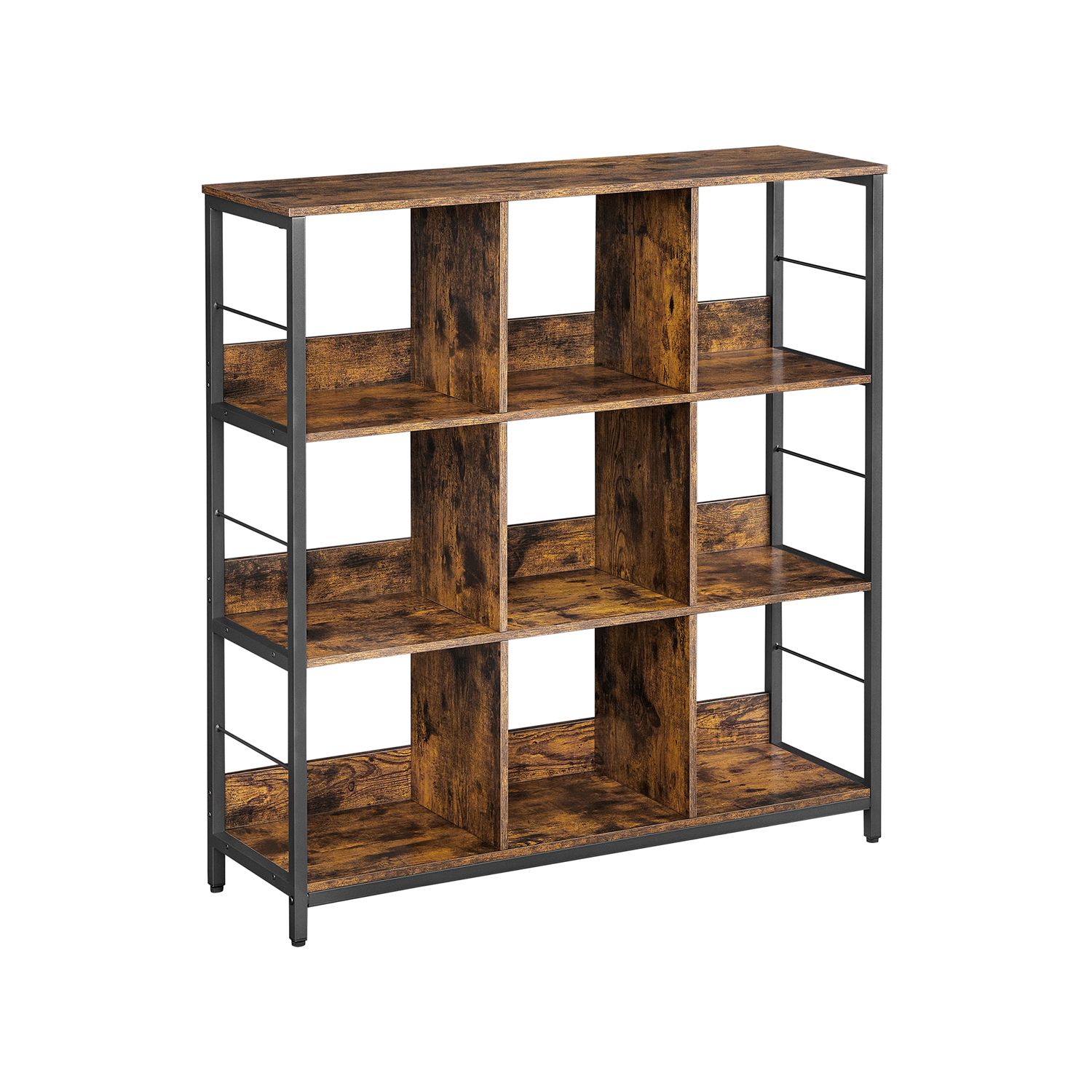 VASAGLE Regal mit 3 Ebenen für Wohnzimmer vintagebraun-schwarz LLS112B01