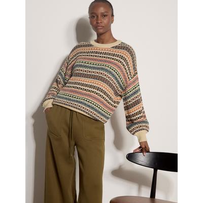 Strickpullover APRICOT "Retro-Pullover", Damen, Gr. 8, peach, Strick, , Modisch, lässig geschnitten Normale Länge, U-Boot-Ausschnitt, Gerippt, Pullover Strickpullover, mit Norwegermuster