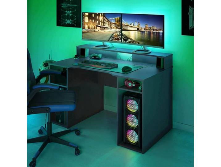 Dmora - Bureau Phoenix 136x67h88 cm Anthracite Panneau effet bois