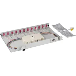 EFB Elektronik Spleissbox LC 50/125μ OM4 ausziehbar 48 Pigtails abgesetzt / 24 Kupplungen, Server Zubehör, Grau