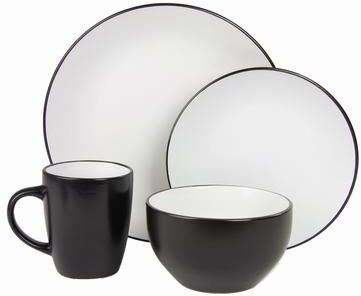 10 Strawberry Street 16-Piece Two Tone Coupe Dinnerware Set