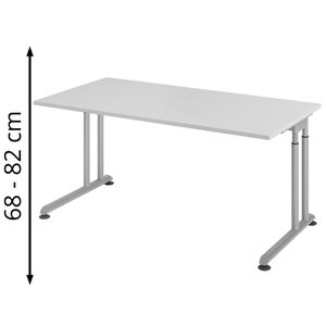 Hammerbacher Schreibtisch Z-Serie, grau / silber, höhenverstellbar, 160 x 68-82 x 80cm
