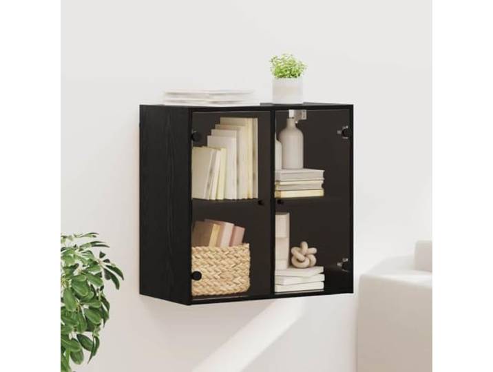 GPWERSDF Wandschrank 68 x 37 x 68,5 cm Holzwerkstoff mit Glastüren Wandmontage, Glastüren, Holzwerkstoff, geräumige Regale, pflegeleicht